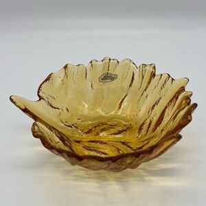 Blenko Cabbage Leaf Bowl Topaz Gold Honey Amber 838S 6”